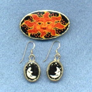 Early Celeste pin and earrings set